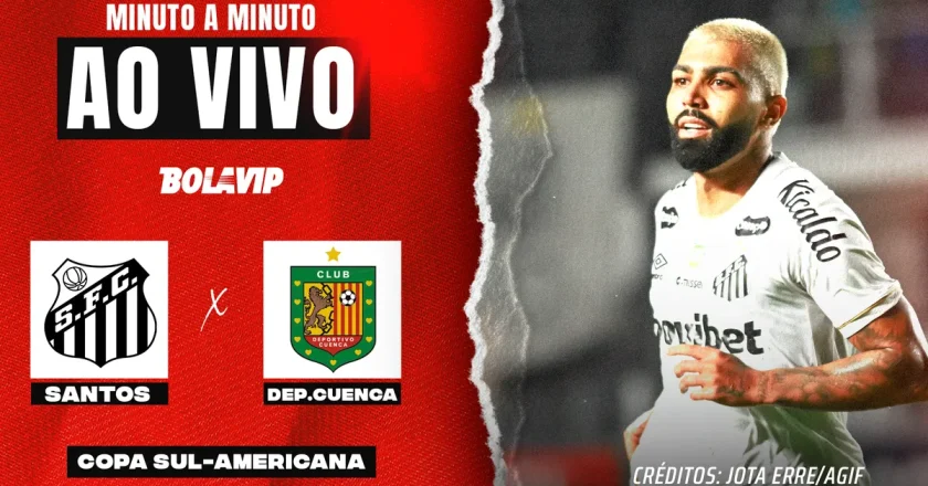 Acompanhe Santos e Deportivo Cuenca ao vivo: Miguelito e Gabigol em campo na Copa Sul-Americana 2026