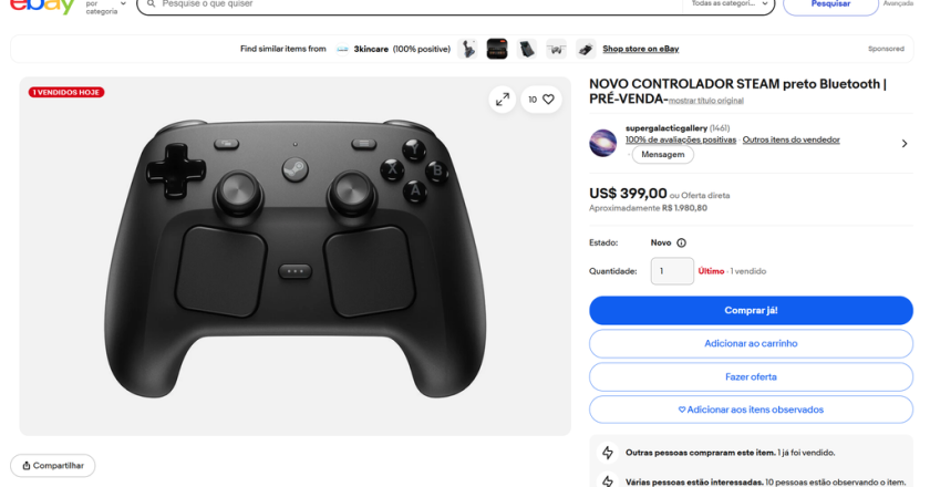 Steam Controller se esgota em 30 minutos e surge em revenda com preços triplicados