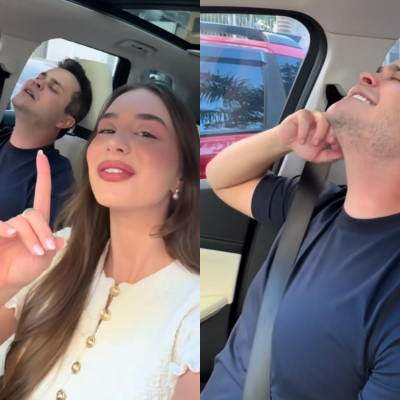 Matheus Aleixo e Duda Rubert filmam momento divertido no carro, e internautas comentam: “Seria este o dia dos amantes excêntricos?